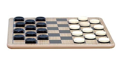 Regal Games - Reversible Wooden Board for Chess, Checkers & Tic-Tac-Toe - 24 Interlocking Wooden Checkers and 32 Standard Chess Pieces - for Age 8 to Adult for Family Fun