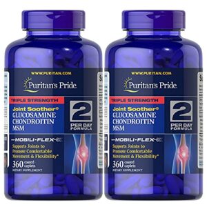 Puritan's Pride Triple Strength Glucosamine, Chondroitin & Msm Joint Soother, 360 Count (Pack of 2), Total 720 Count