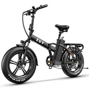 euy folding electric bike for adults,48v18ah/16ah removable lithium battery, 750w motor 30mph electric bicycle, 20″ fat tire electric commuter beach snow bicycle,shimano 7-speed,dual shock absorber