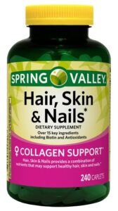 spring valley – hair, skin & nails, over 20 ingredients including biotin and collagen, 240 caplets