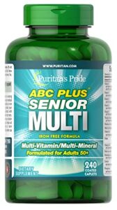 puritans pride abc plus senior multivitamin multi-mineral formula caplets, 240 count