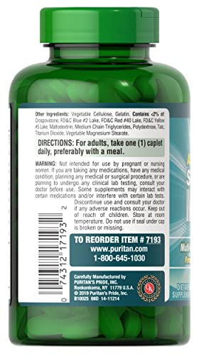 Puritans Pride Abc Plus Senior Multivitamin Multi-mineral Formula Caplets, 240 Count