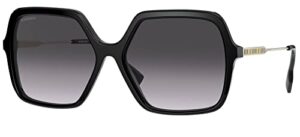 burberry be 4324 30018g black metal/plastic oversized sunglasses grey gradient lens
