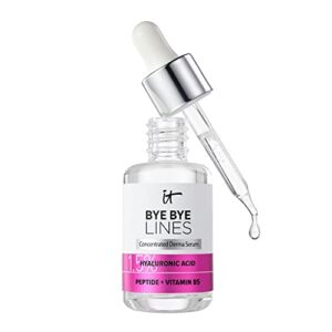 it cosmetics bye bye lines 1.5% hyaluronic acid serum – visibly plumps skin & smooths fine lines in 2 weeks – with peptide + vitamin b5 – for all skin types – vegan formula – 1 fl oz