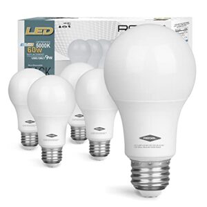 regal led a19 light bulb 5000k daylight 800-lumen, 9-watt (60-watt equivalent), e26 base, 5000 kelvin, day light, 5-pack, non-dimmable