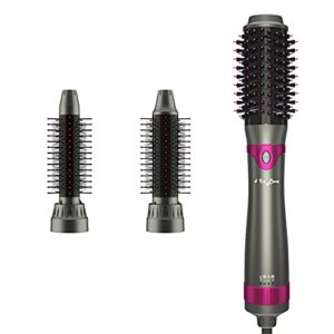 hair dryer brush blow dryer brush salon styler hair dryer and volumizer with three interchangeable barrels, hot air brush kit | replacement parts orderable