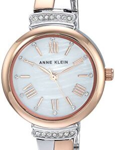 Anne Klein Women's AK/2245RTST Premium Crystal Accented Rose Gold-Tone and Silver-Tone Bangle Watch and Bracelet Set