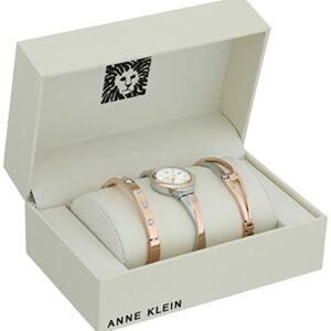 Anne Klein Women's AK/2245RTST Premium Crystal Accented Rose Gold-Tone and Silver-Tone Bangle Watch and Bracelet Set