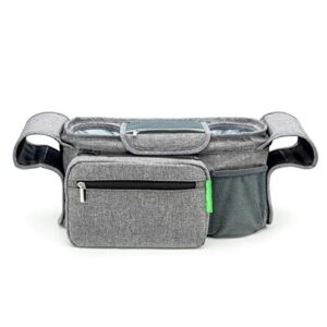 Ethan & Emma Universal Baby Stroller Organizer with Insulated Cup Holders for Smart Moms. Diaper Storage, Secure Straps, Detachable Bag, Pockets for Phone, Keys, Toys. Compact Design Fit All Strollers