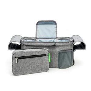 Ethan & Emma Universal Baby Stroller Organizer with Insulated Cup Holders for Smart Moms. Diaper Storage, Secure Straps, Detachable Bag, Pockets for Phone, Keys, Toys. Compact Design Fit All Strollers