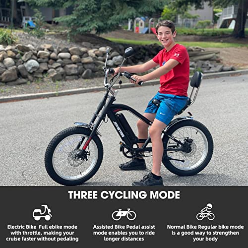 JOYSTAR 20" Electric Bike, Motorcycle Ebike with 250W Brushless Motor, Fixed Gear Fat Tire Cruiser E-Bike for Adults, Electric Bicycle