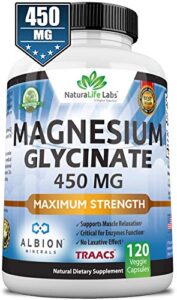 magnesium glycinate 450 mg albion minerals traacs maximum bioavailability chelate no laxative effect vegan helps function of muscles, bones, heart non-gmo