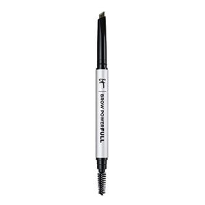 it cosmetics brow powerfull, universal taupe – universal eyebrow pencil with triangular tip – delivers bold volume & shaping – budge-proof formula – built-in spoolie – 0.012 oz