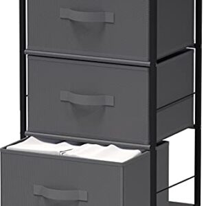 Simple Houseware Nightstands Dresser for Bedroom 3-Tier Organizer Drawer Storage Tower, Dark Grey