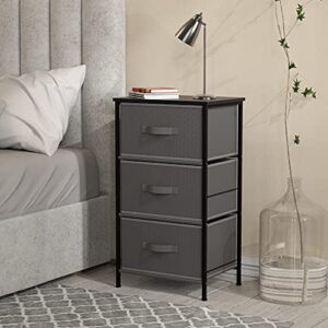 Simple Houseware Nightstands Dresser for Bedroom 3-Tier Organizer Drawer Storage Tower, Dark Grey