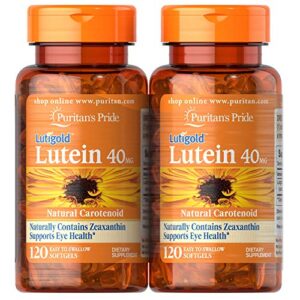 puritan’s pride lutein 40mg with zeaxanthin, supports eye health, 120 count (pack of 2)