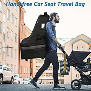 Car Seat Travel Bag with Wheels, Padded Car Seats Backpack, Large Durable Carseat Travel Bag for Airplane, Airport Gate Check Bag, Carseat Cover Bag with Padded Shoulder Strap, Gift for New Parents