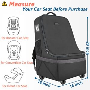 Car Seat Travel Bag with Wheels, Padded Car Seats Backpack, Large Durable Carseat Travel Bag for Airplane, Airport Gate Check Bag, Carseat Cover Bag with Padded Shoulder Strap, Gift for New Parents