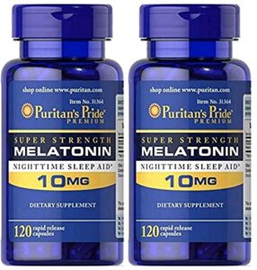 puritan’s pride super strength rapid release capsules melatonin 120 count (pack of 2)
