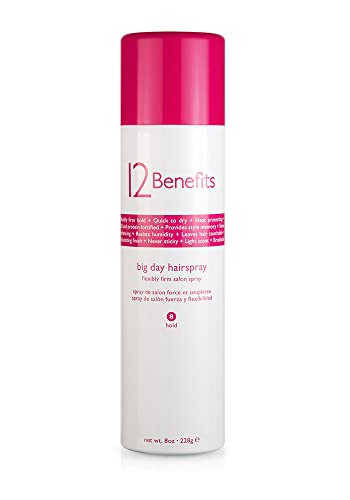 12 Benefits Big Day Hairspray, Lightweight Flexible Firm Touch, Thermal Protection, Anti-Humidity, Volume Finishing Spray (8 Ounce)