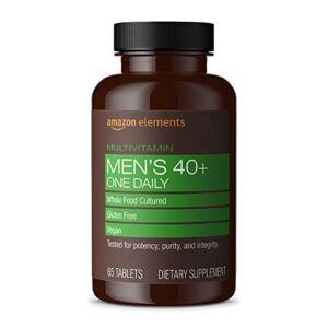 amazon elements men’s 40+ one daily multivitamin, 67% whole food cultured, vegan, 65 tablets, 2 month supply (packaging may vary)