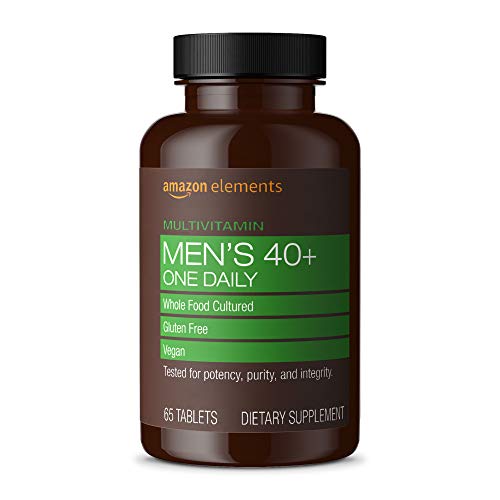 Amazon Elements Men’s 40+ One Daily Multivitamin, 67% Whole Food Cultured, Vegan, 65 Tablets, 2 month supply (Packaging may vary)