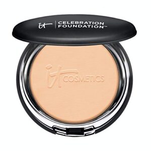 it cosmetics celebration foundation, medium – full-coverage, anti-aging powder foundation – blurs pores, wrinkles & imperfections – with hydrolyzed collagen & hyaluronic acid – 0.3 oz compact