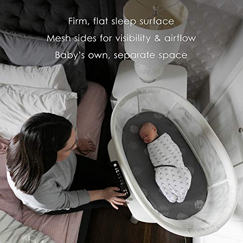 4moms MamaRoo Sleep Bassinet, Baby Bedside Bassinet, Supports Baby’s Sleep with Adjustable Features – 5 Motions, 5 Speeds, 4 Soothing Sounds and 2 Heights