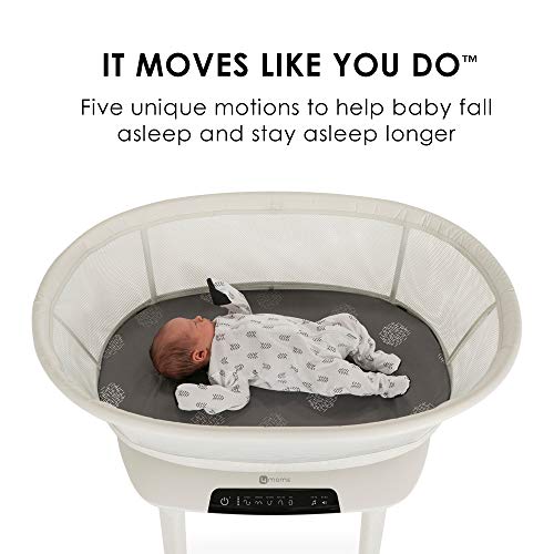 4moms MamaRoo Sleep Bassinet, Baby Bedside Bassinet, Supports Baby’s Sleep with Adjustable Features – 5 Motions, 5 Speeds, 4 Soothing Sounds and 2 Heights