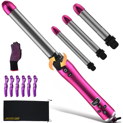 【2023 Upgrade】3 in 1 Ionic Self Curling Iron, 3 Size Blend Ceramic Curling Iron Barrels, 12 Temperature Adjustble for Different Hair Types, Automatic Hair Curler with LCD Display, Fast Heat