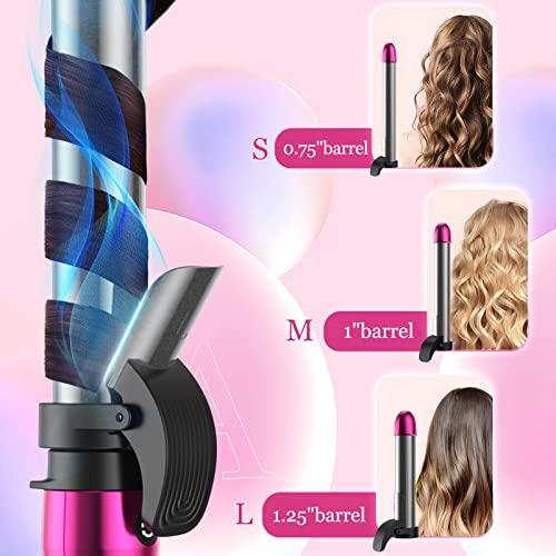 【2023 Upgrade】3 in 1 Ionic Self Curling Iron, 3 Size Blend Ceramic Curling Iron Barrels, 12 Temperature Adjustble for Different Hair Types, Automatic Hair Curler with LCD Display, Fast Heat