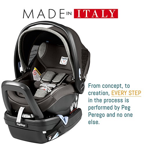 Peg Perego Primo Viaggio 4-35 Nido - Rear Facing Infant Car Seat - Includes Base with Load Leg & Anti-Rebound Bar - for Babies 4 to 35 lbs - Made in Italy - Mon Amour (Beige & Pink)