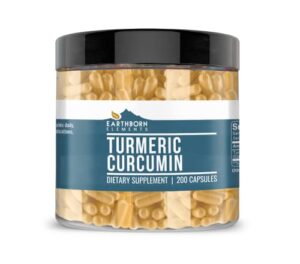 earthborn elements turmeric curcumin 200 capsules, pure & undiluted, no additives