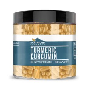 Earthborn Elements Turmeric Curcumin 200 Capsules, Pure & Undiluted, No Additives