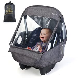 universal car seat rain cover,weather shield for infant car seat with storage bag, side ventilation & handle opening, provides extra protect baby during the covid-19, baby travel accessories(black)