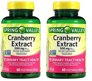 spring valley cranberry extract, 60 count, 500 mg per capsule (pack of 2)