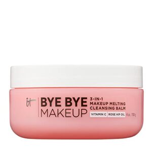 IT Cosmetics Bye Bye Makeup Cleansing Balm - 3-in-1 Makeup Remover, Facial Cleanser & Hydrating Facial Mask - With Vitamin C, Ceramides, Shea Butter & Rosehip Oil - 4 oz