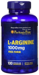 puritan’s pride l-arginine 1000 mg capsules, 100 count, white, (4332490165)