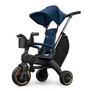 doona liki trike s3 – premium foldable trike for toddlers, toddler tricycle stroller, push and fold doona tricycle for ages 10 months to 3 years, royal blue
