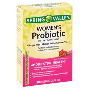 spring valley women’s probiotic cranberry extract digestive immune health, 30 capsules (pack of 2)