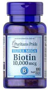 puritan’s pride biotin 10000 mcg, helps promote skin, hair and nail health, softgels 100 count