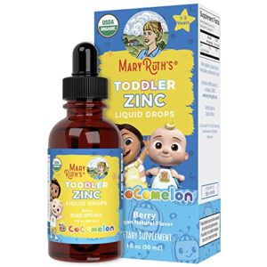 cocomelon toddler liquid ionic zinc by maryruth’s | sugar free | usda organic | kids zinc sulfate for ages 1-3 | immune support supplement for children | vegan | non-gmo | gluten free | 1 fl oz