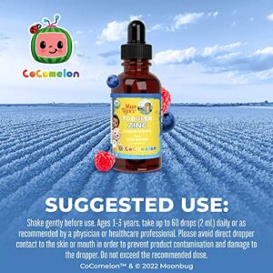 Cocomelon Toddler Liquid Ionic Zinc by MaryRuth's | Sugar Free | USDA Organic | Kids Zinc Sulfate for Ages 1-3 | Immune Support Supplement for Children | Vegan | Non-GMO | Gluten Free | 1 Fl Oz