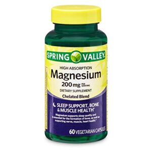 spring valley high absorption magnesium 200 mg, sleep support, 60 capsules (pack of 2)