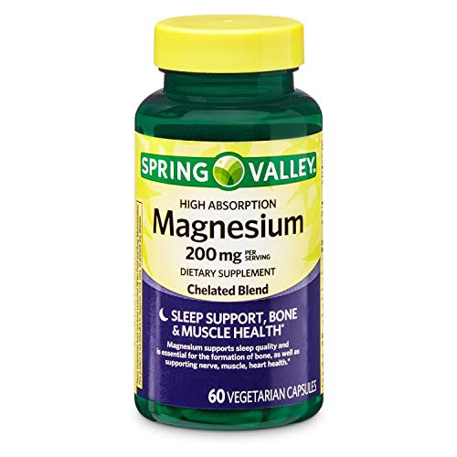 Spring Valley High Absorption Magnesium 200 mg, Sleep Support, 60 Capsules (Pack of 2)