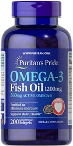 omega-3 fish oil 1200mg, 200 softgels by puritan’s pride (13328)