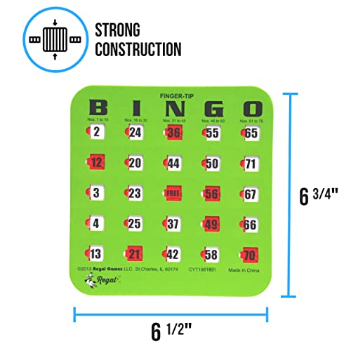 Regal Games - Finger-Tip Shutter Slide Bingo Cards - 25 Pack - Green - Perfect for Large Groups, Bulk Purchasing