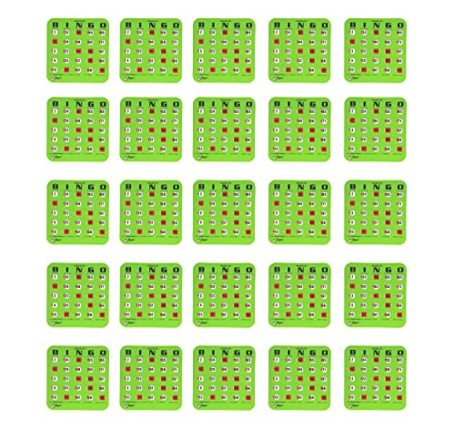 Regal Games - Finger-Tip Shutter Slide Bingo Cards - 25 Pack - Green - Perfect for Large Groups, Bulk Purchasing