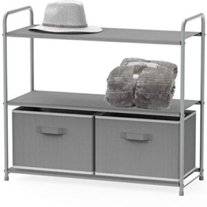 simple houseware 3-tier closet storage with 2 drawers, grey