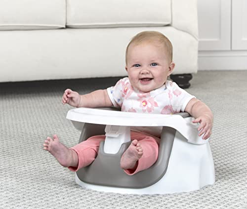 Regalo 2-in-1 Booster Seat and Grow with Me Floor Seat with Removable Feeding Tray, Indoor and Outdoor Activity Chair, Gray